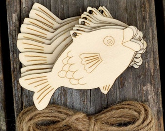 10x Wooden Comic Fish Craft Shapes 3mm Plywood