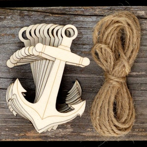 10x Wooden Anchor Craft Shapes 3mm Plywood Nautical Ship Pirate Sea