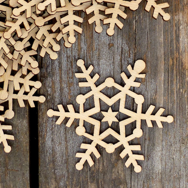 10x Wooden Plain Snowflake D Craft Shape 3mm Ply Christmas Decoration snow