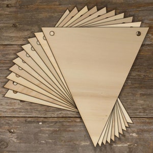 10 banderines de madera con forma de triángulo, contrachapado de 3 mm