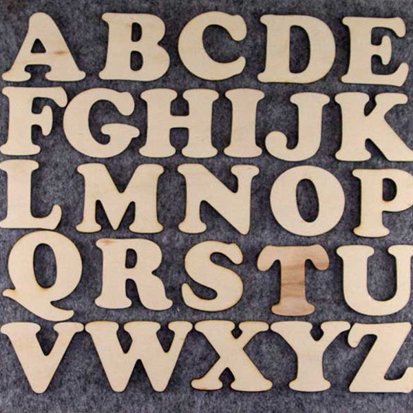 Cooper Black Font Alphabet Set Upper Case Letters A-Z 3mm Plywood 26 Characters