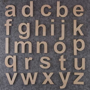 Fuente Arial Alfabeto Conjunto Letras Minúsculas a-z 3mm Madera contrachapada 26 Caracteres