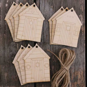 10x Wooden Beach Hut Craft Shapes 3mm Ply with Detail