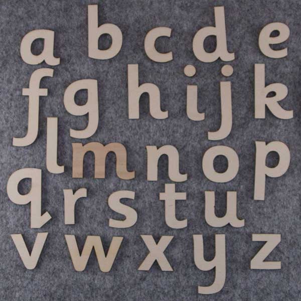 Sassoon Font Alphabet Set Lettres minuscules a-z 3mm Contreplaqué 26 caractères