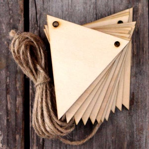 10x Wooden Bunting Triangle Craft Shapes 3mm Plywood