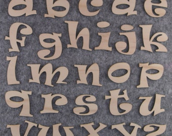Ravie Font Alphabet Set 3mm or 6mm Plywood Lower Case Letters,Lower Case a-z 26 Letters