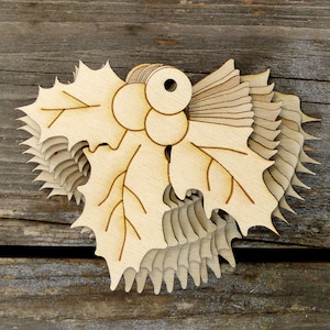 10x foglie di agrifoglio in legno e bacche forme artigianali 3mm compensato decorazione natalizia