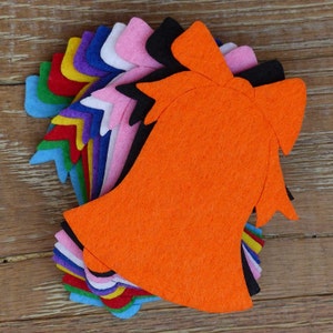 10x 3mm Felt Bell con un arco Craft Forme Dimensioni 6-15cm 11 Colori
