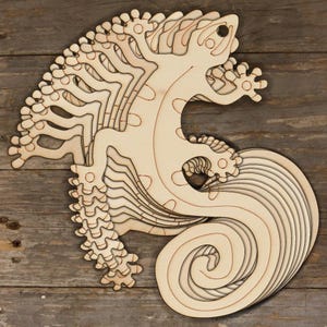 10x Geco in legno con coda riccia Forme artigianali 3 mm Compensato Lucertola Rettili