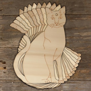 10x Gatto in legno seduto A forma di artigianato 3mm compensato animale domestico animale domestico felino