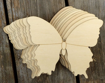 10x Wooden Simple Butterfly Style D Craft Shapes 3mm Plywood Insect and Wildlife