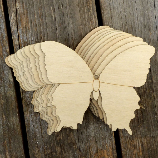 10x Wooden Simple Butterfly Style D Craft Shapes 3mm Plywood Insect and Wildlife