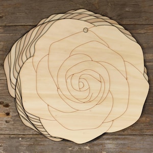 10x Forme artigianali a forma di testa di fiore di rosa in legno da 3 mm Piante in compensato da giardinaggio