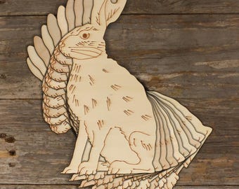 10x Wooden Hare Sitting Acurate Craft Shape 3mm Ply Animal Wildlife