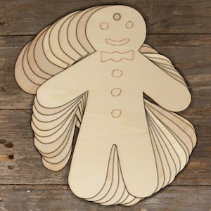10x Forme artigianali in legno a forma di omino di pan di zenzero, compensato da 3 mm, biscotti da budino da cucina