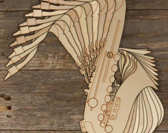 10x Wooden Saxophone Acurate Craft Shape 3mm Ply Music Instrumen