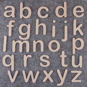 Arial Fuente Redondeada Alfabeto Conjunto Letras Minúsculas a-z 3mm Madera contrachapada 26 Caracteres