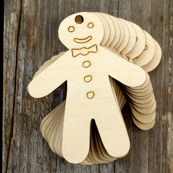 lasercut wood shapes WOODEN CHRISTMAS GINGERBREAD MAN Shape 15cm x10
