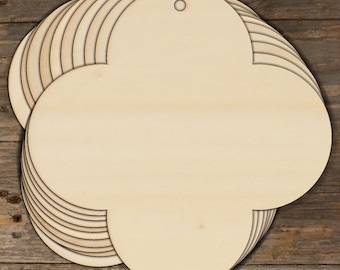 10x Wooden Quatrefoil Half Overlap Craft Shape 3mm Ply Geometric Architectural