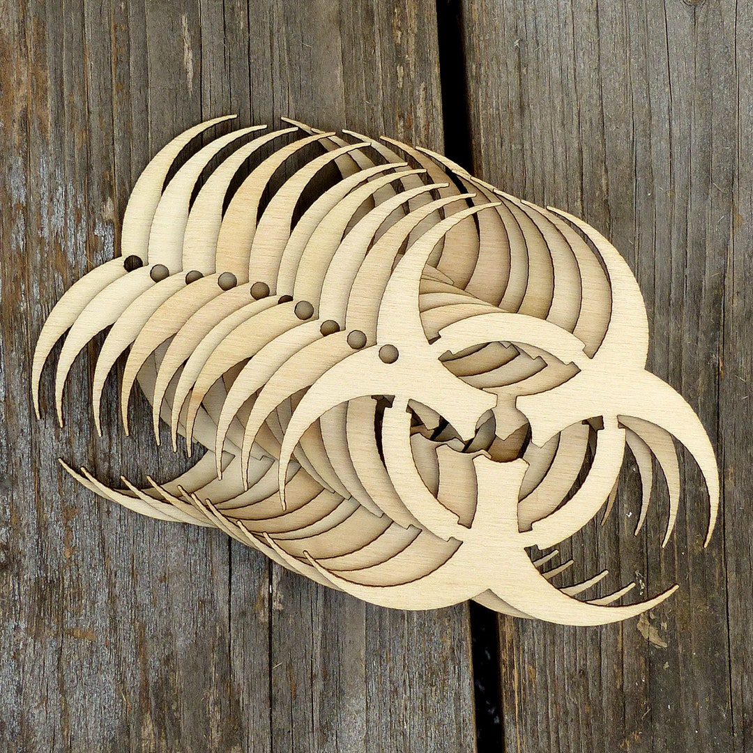 10x Wooden Warning Bio-hazard Sign Craft Shapes 3mm Plywood Human ...