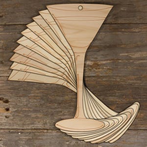 10x Bicchiere da cocktail Martini in legno Forma artigianale semplice 3mm Ply Stoviglie Bevande