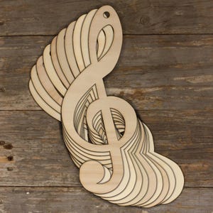 10x Chiave di violino in legno Nota musicale G Forma artigianale 3 mm Ply Entertainment