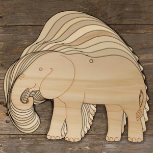 10x Wooden Elephant Walking Comic Craft Shapes 3mm Plywood Safari