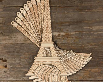10 tours en bois, forme artisanale, contreplaqué de 3 mm, monuments emblématiques