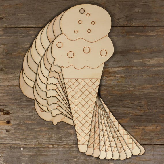 10x Wooden Waffer Cone ice cream Craft Shapes 3mm Plywood Cooking Pudding