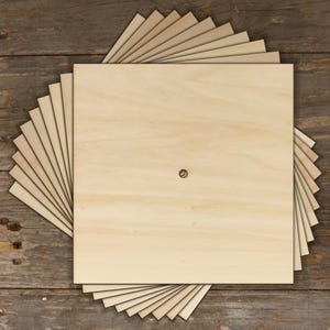10x Quadrato in legno quadrilatero forma artigianale 3 mm compensato geometrico