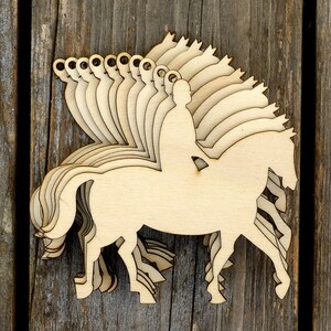 10x Cartello Stradale in Legno Forme Accompagnate da Cavalli 3mm Trasporto in Compensato