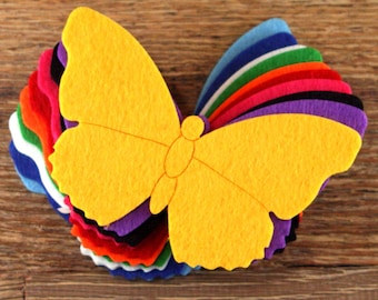 10x 3mm Thick Felt Simple Butterfly Style C Craft Shapes Insect and Wildlife