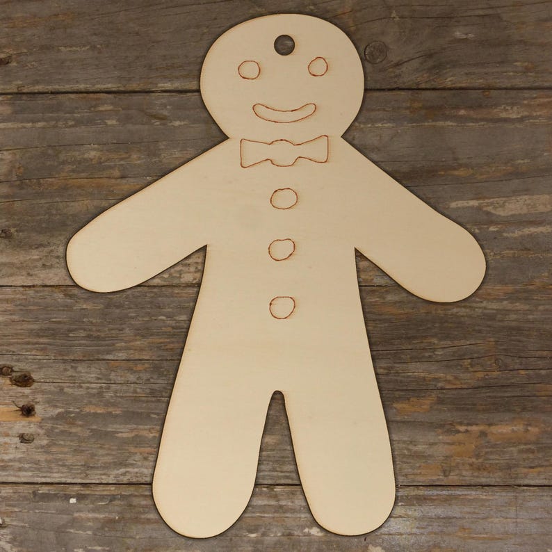 10x Wooden Ginger Bread Man Craft Shapes 3mm Plywood Cooking Pudding Biscuits image 4