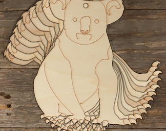 10x Wooden Koala Sitting Front Acurate Craft Shape 3mm Ply Animal