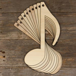 10x houten muzieknoot trilling ambachtelijke vorm 3 mm laag achtste instrument lied melodie