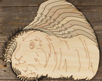 10x Forme artigianali in legno a forma di porcellino d'India a pelo lungo, compensato da 3 mm, animali domestici, roditori