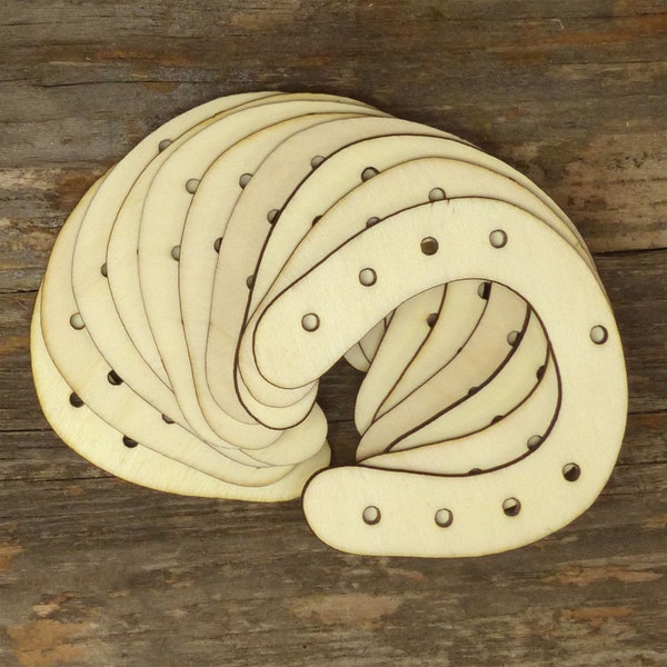 10x Wooden Horse Shoe Craft Shapes 3mm Plywood Wedding Decoration Animal Farm