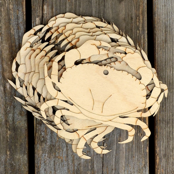 10x Wooden Crab Top View Craft Shape 3mm Ply Sea Sealife Beach Seaside Nautical