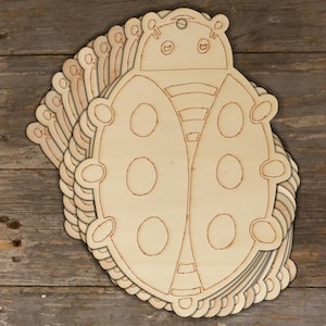 10x Wooden Insect Comic Ladybug Craft Shapes 3mm Plywood Bugs And Beetles
