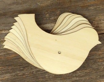 10x Wooden Simple Bird Craft Shape 3mm Ply