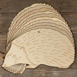 10x Riccio di legno europeo accurato forma artigianale 3 mm compensato animali selvatici