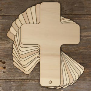 10 cruces cristianas de madera lisas para manualidades, contrachapado de 3 mm, esquinas redondeadas