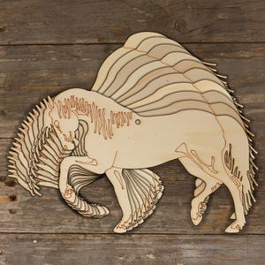 10x Cavallo da passeggio in legno con testa in giù Forma artigianale 3 mm Compensato Animali da compagnia Cavallo