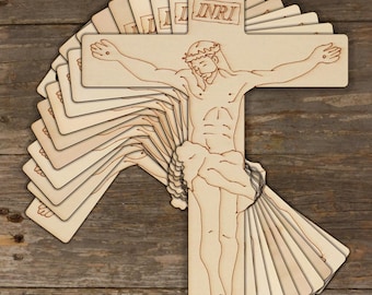 10x Wooden Crucifix Simple Cross Craft Shape 3mm Ply Easter Crucifixion of jesus