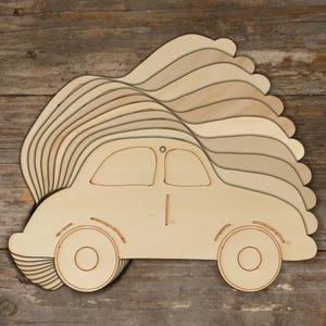 10 figuras de madera con forma de cómic de coches antiguos, contrachapado de 3 mm
