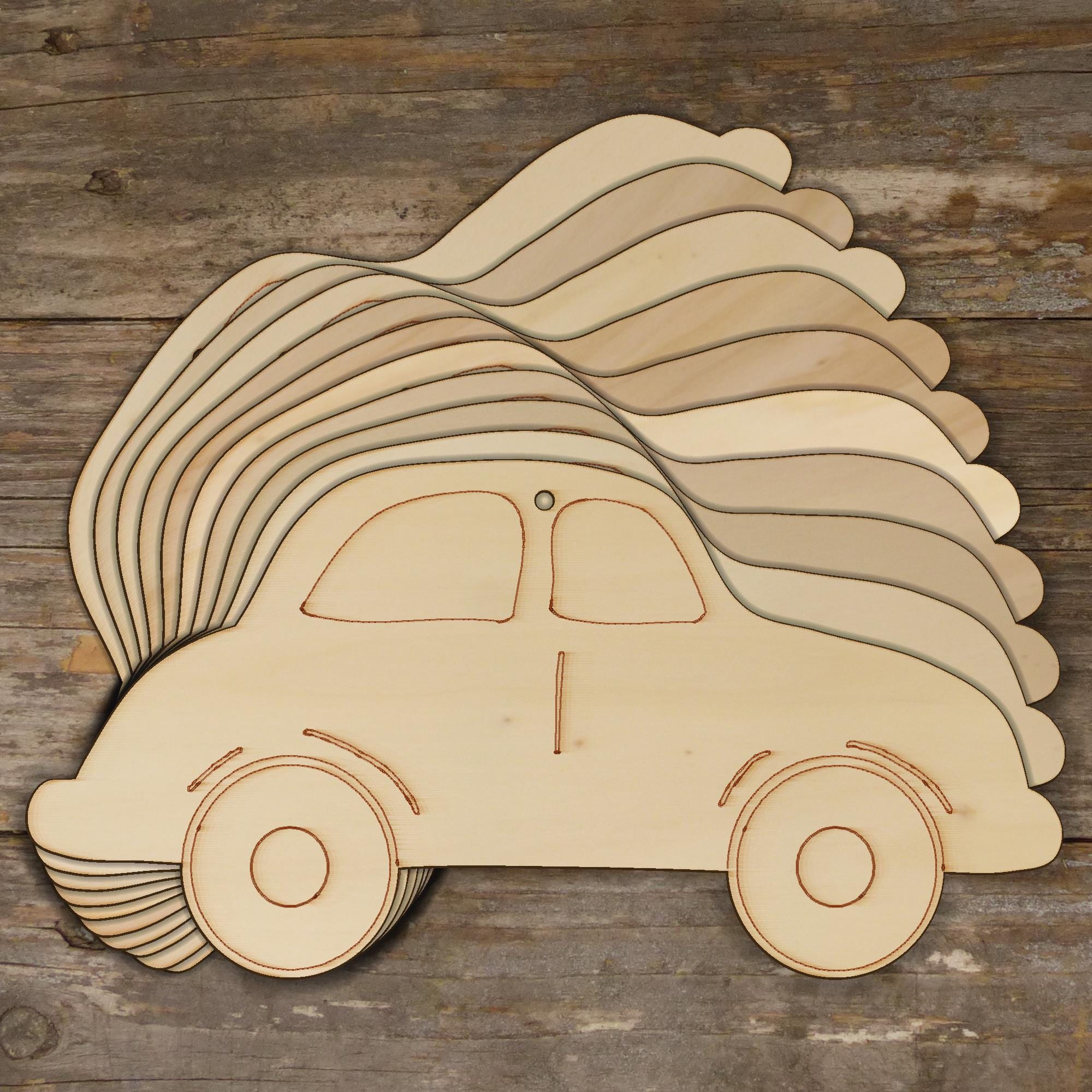 Car Camper - Laser Cut Out Unfinished Wood Craft Shape CAR80 Car Camper - Laser Cut Out Unfinished Wood Craft Shape CAR80