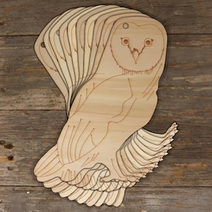 10x gufo di legno appollaiato forma artigianale 3 mm compensato uccello deciduo animale da fattoria
