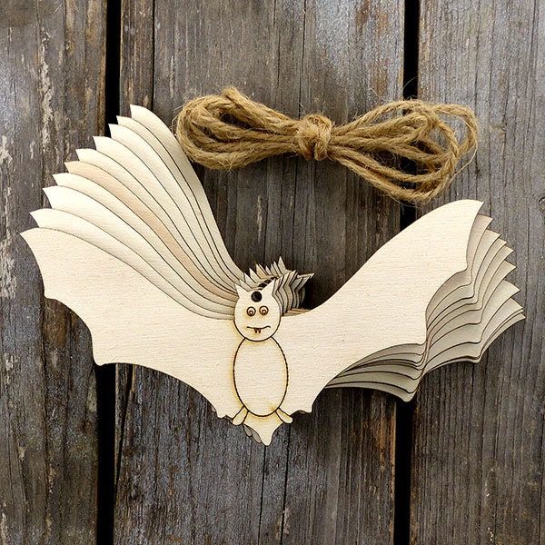 10x Wooden Vampire Bat Comic Craft Shapes 3mm Plywood Halloween Decoration