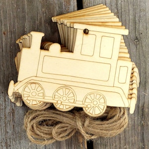 10x Wooden Comic Train Craft Shapes 3mm Plywood