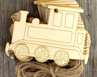 10x Wooden Comic Train Craft Shapes 3mm Plywood